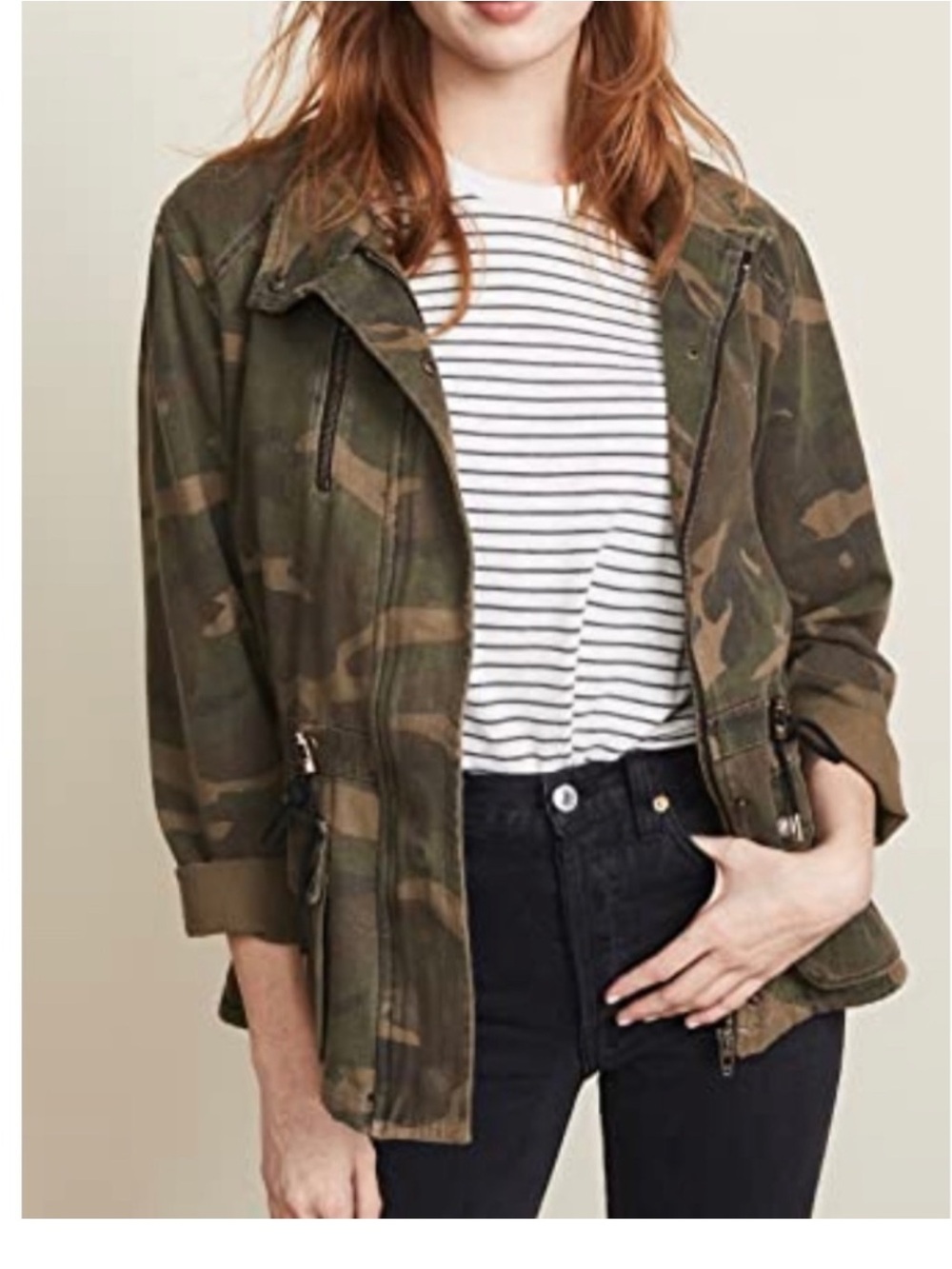 BLANK NYC Women's Camo Utility Jacket - Olive Green! S